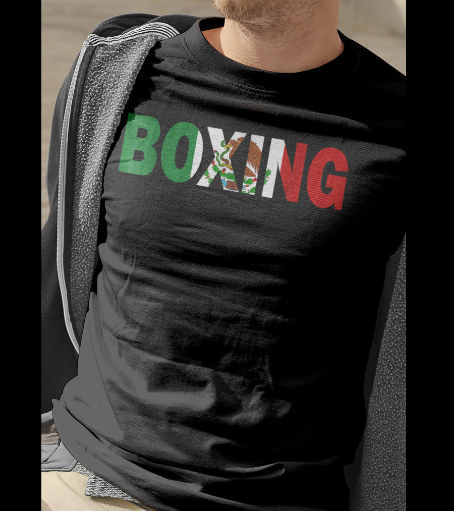 Boxing Mexican Flag Eagle Emblem T-Shirt