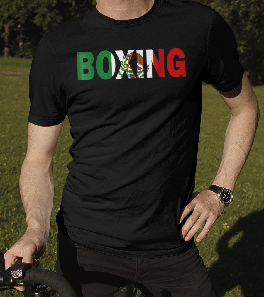 Boxing Mexican Flag Eagle Emblem T-Shirt