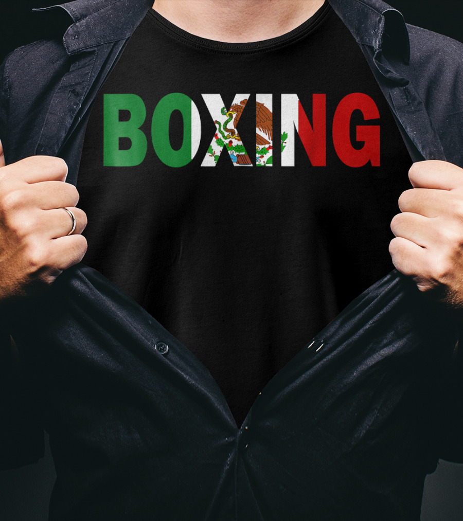 Boxing Mexican Flag Eagle Emblem T-Shirt