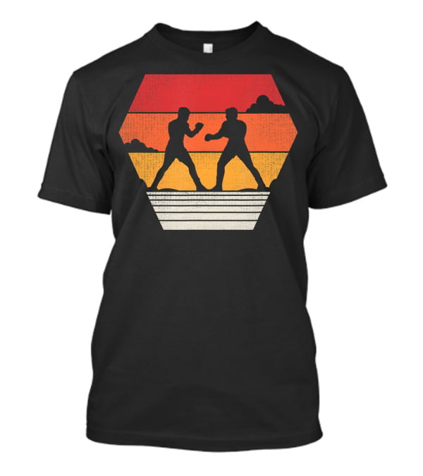 Boxing Vintage 80s Style Sunset Silhouette Retro Boxing Match T-Shirt