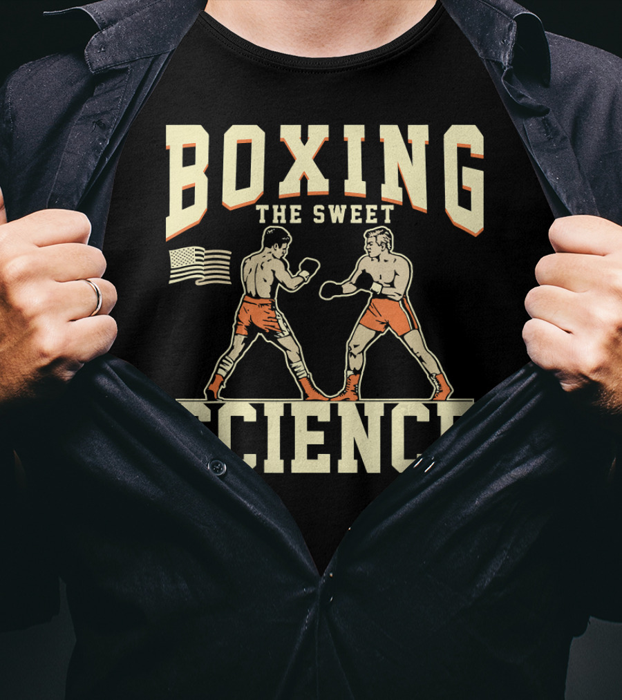 Boxing The Sweet Science Boxer American Flag T-Shirt