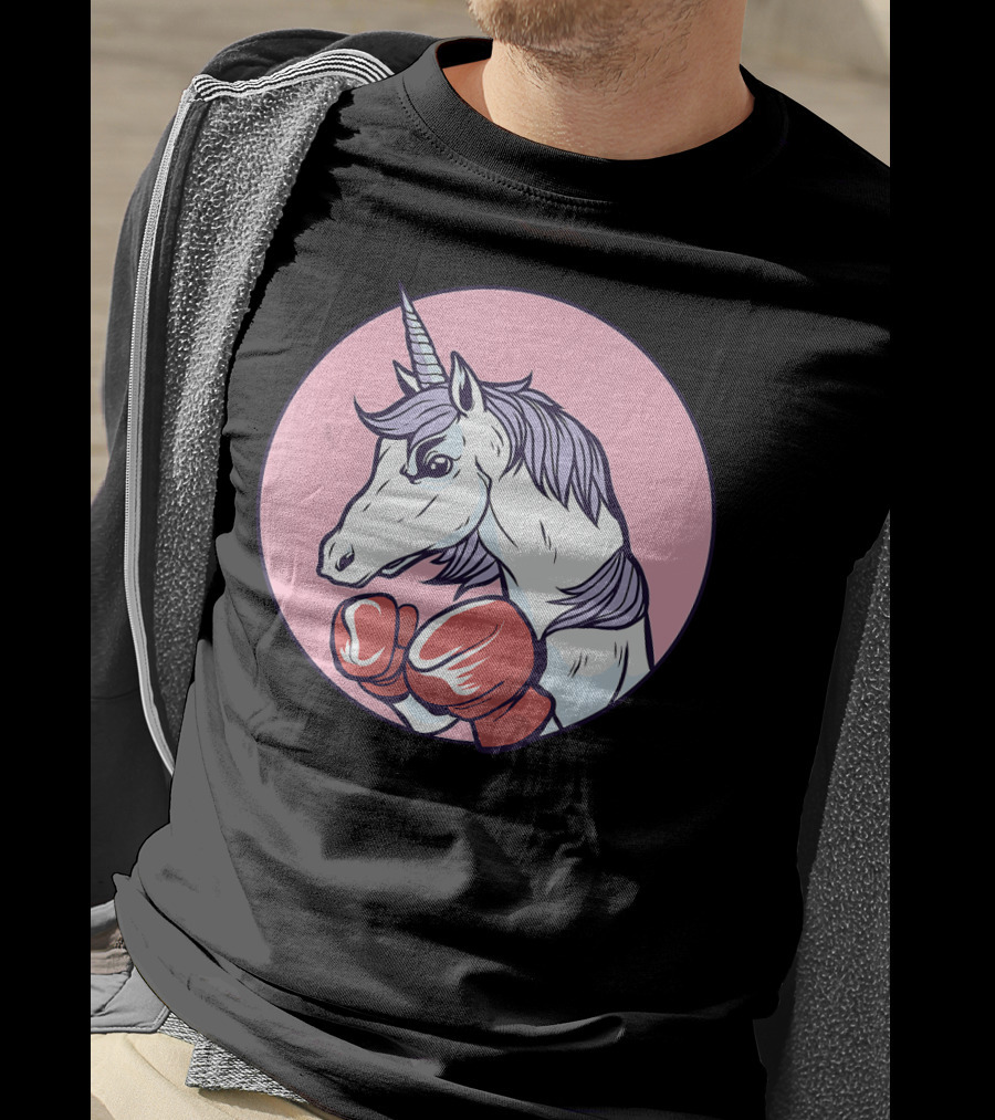 Unicorn Boxing Punchin' Power With Gloves T-Shirt
