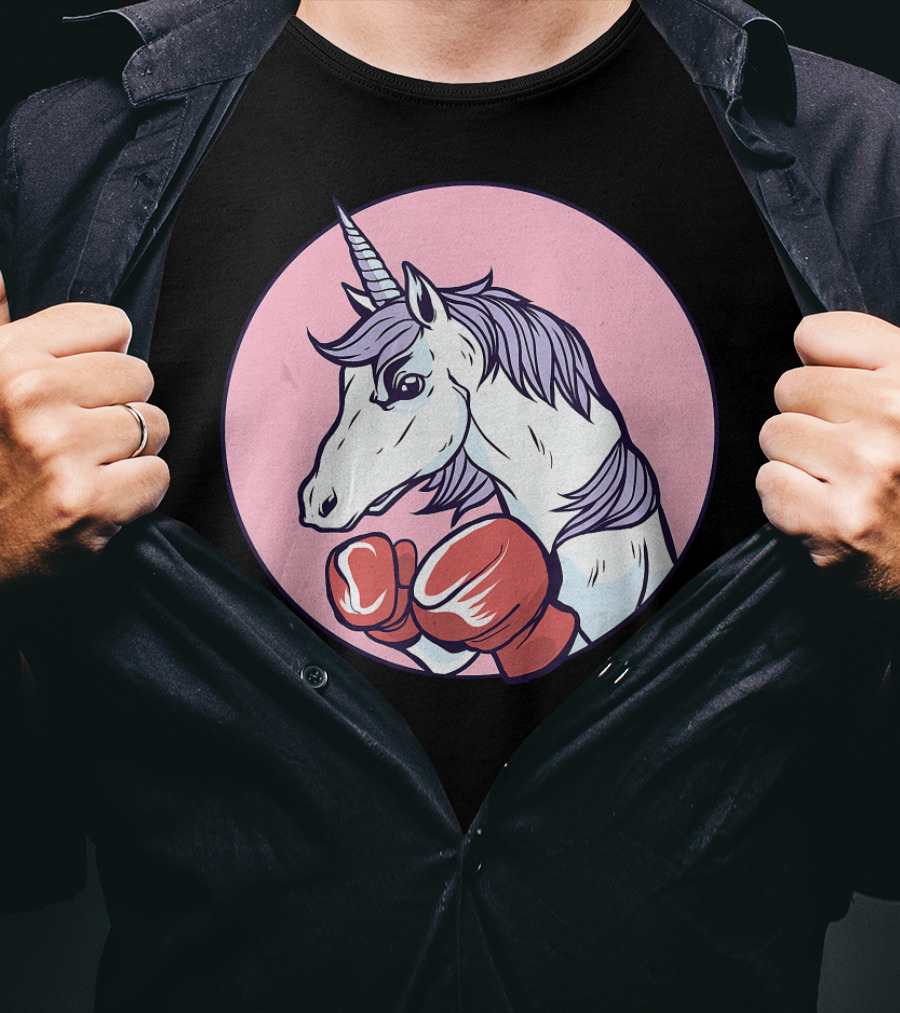 Unicorn Boxing Punchin' Power With Gloves T-Shirt