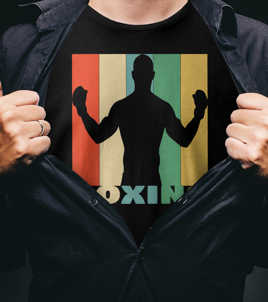Boxing Vintage Style Silhouette On T-Shirt