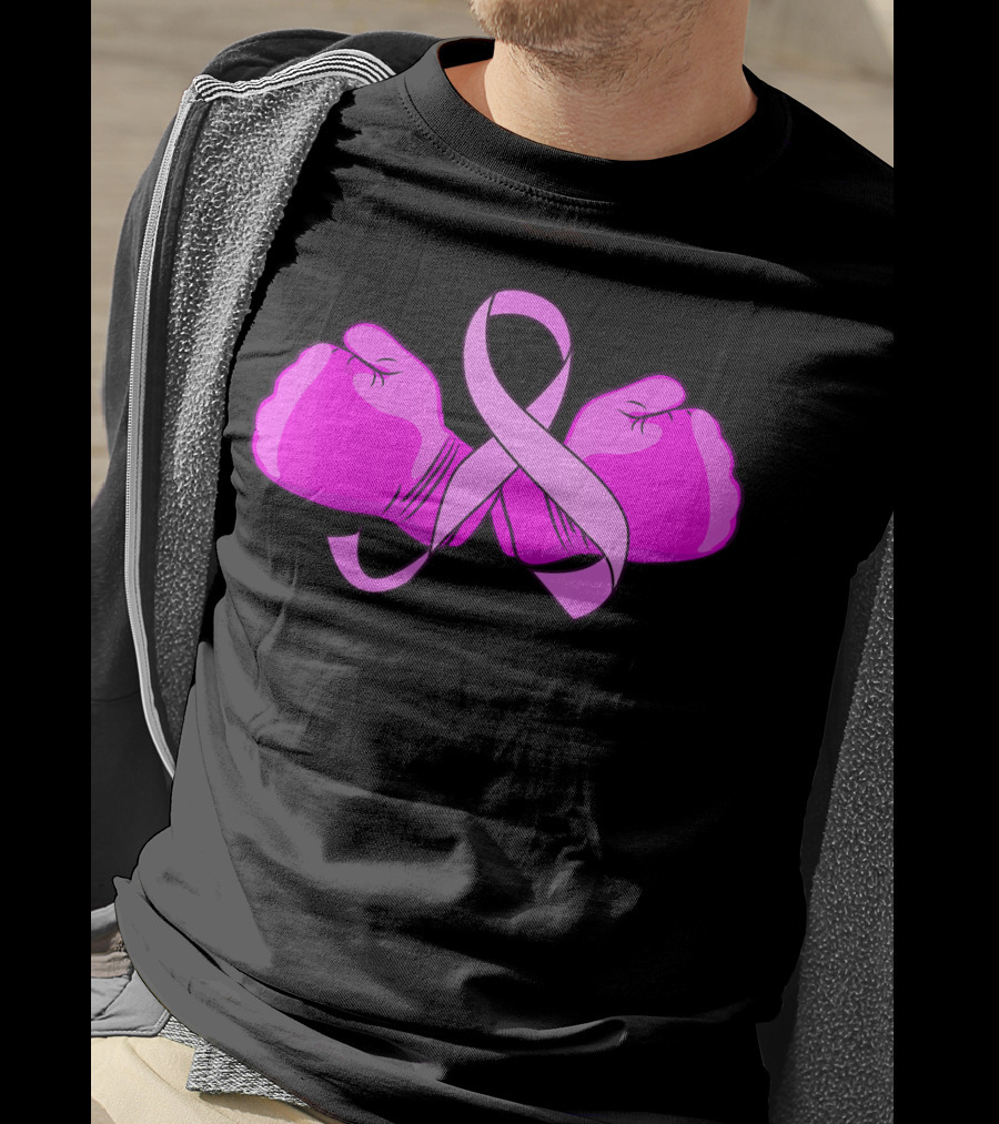 Breast Cancer Awareness Pink Ribbon Boxing Glove Fighter T-Shirt