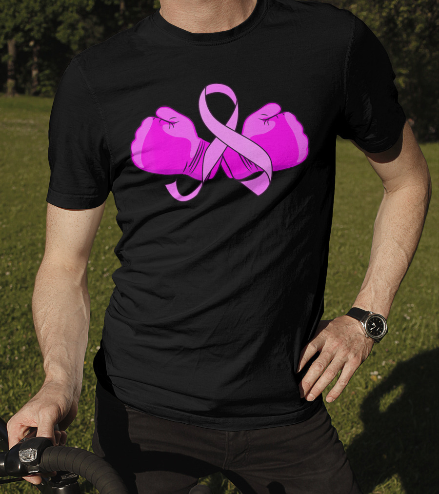 Breast Cancer Awareness Pink Ribbon Boxing Glove Fighter T-Shirt