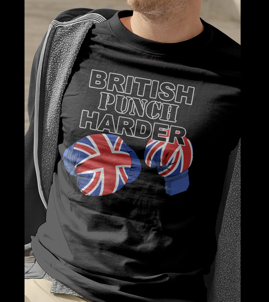 BRITISH PUNCH HARDER British Flag Boxing Gloves T-Shirt