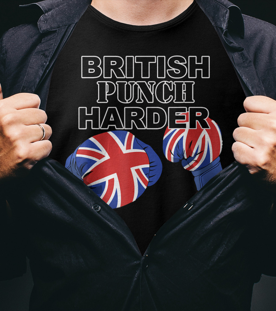 BRITISH PUNCH HARDER British Flag Boxing Gloves T-Shirt