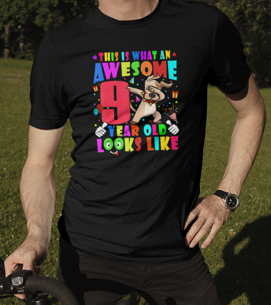 This Is What An Awesome 9 Year Old Looks Like Dabbing Dog 2011 Birthday T-Shirt