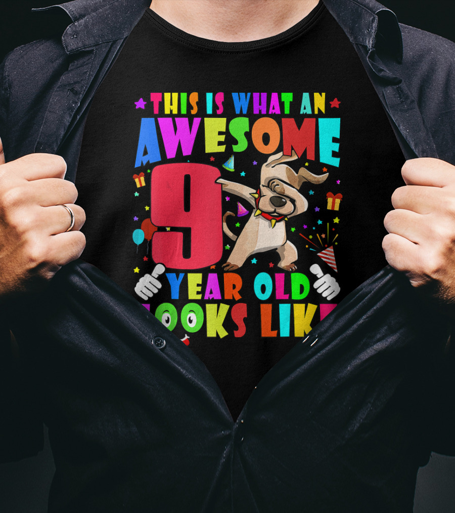 This Is What An Awesome 9 Year Old Looks Like Dabbing Dog 2011 Birthday T-Shirt