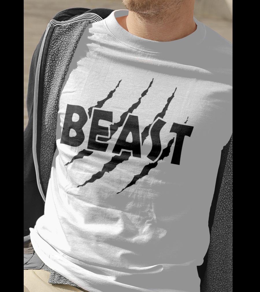 C523 BEAST Gym Workout Fitness MMA Scratch Marks T-Shirt