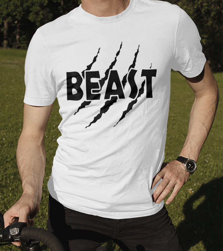 C523 BEAST Gym Workout Fitness MMA Scratch Marks T-Shirt
