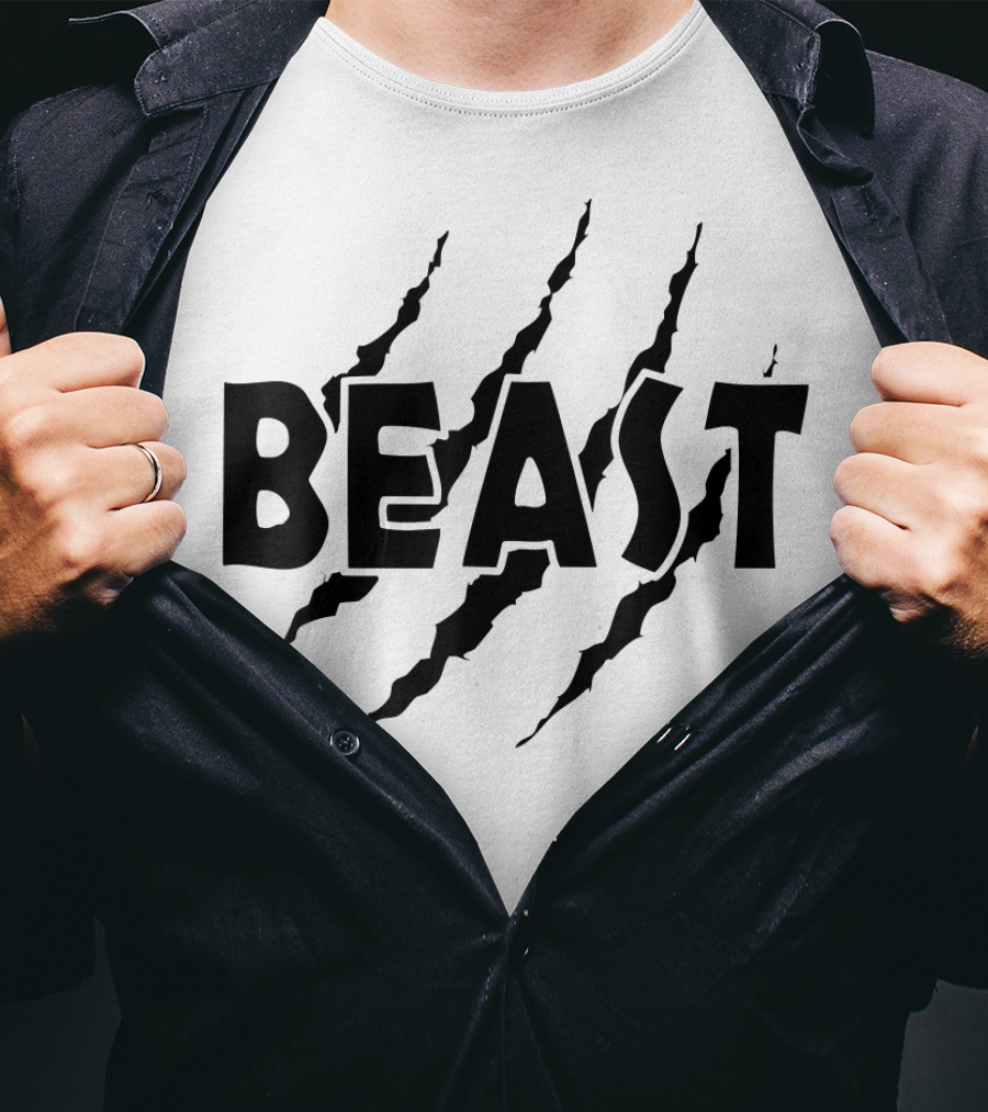 C523 BEAST Gym Workout Fitness MMA Scratch Marks T-Shirt