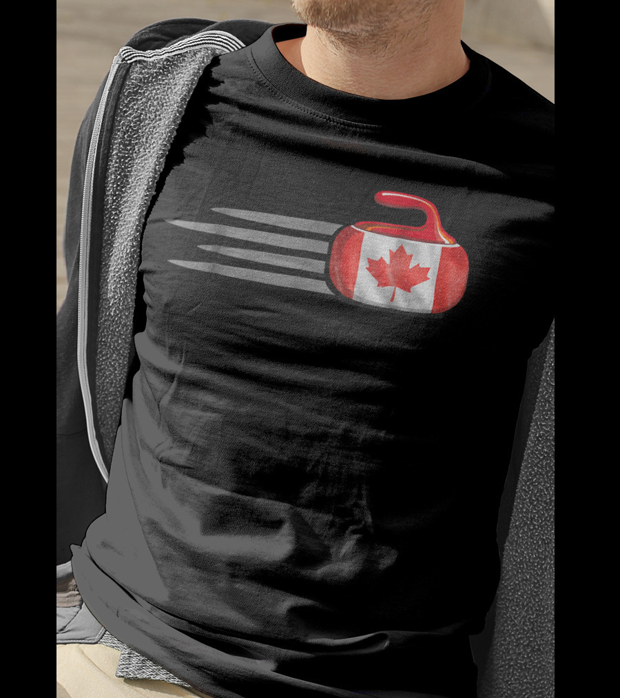 Canadian Flag Curling Stone With Maple Leaf T-Shirt