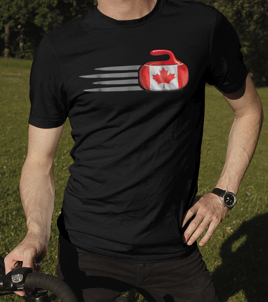 Canadian Flag Curling Stone With Maple Leaf T-Shirt