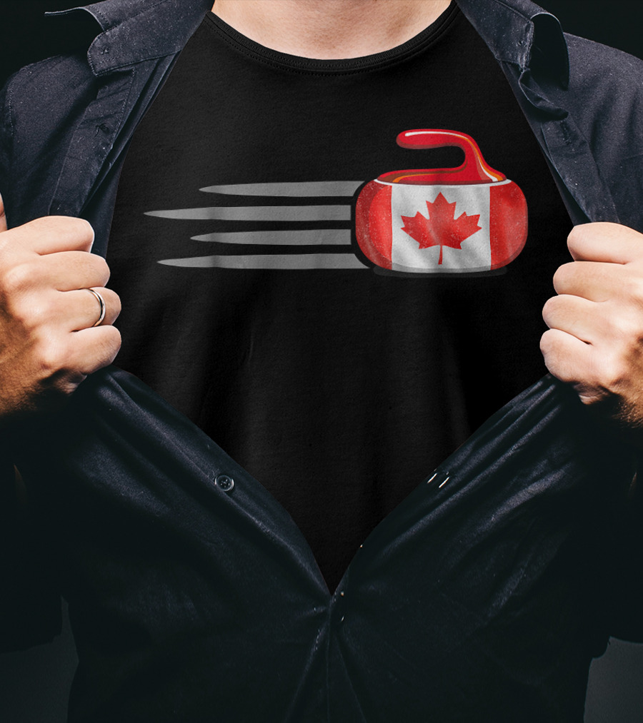Canadian Flag Curling Stone With Maple Leaf T-Shirt