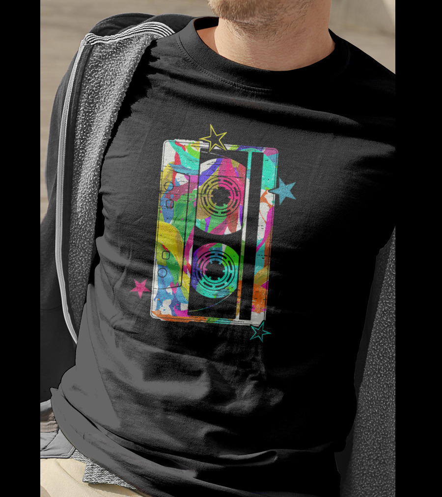 Colorful Cassette Tape Costume Vintage Music Stars T-Shirt