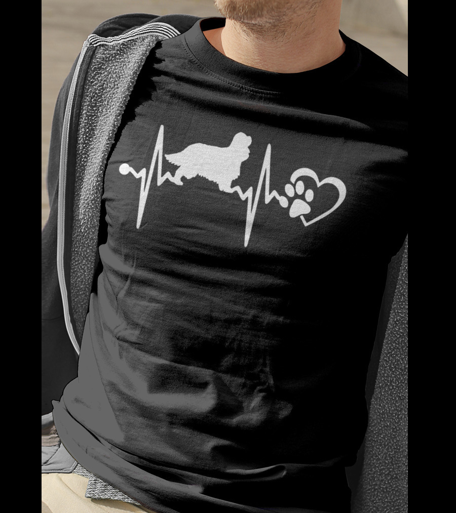 Cavalier King Charles Spaniel Heartbeat Paw Love T-Shirt