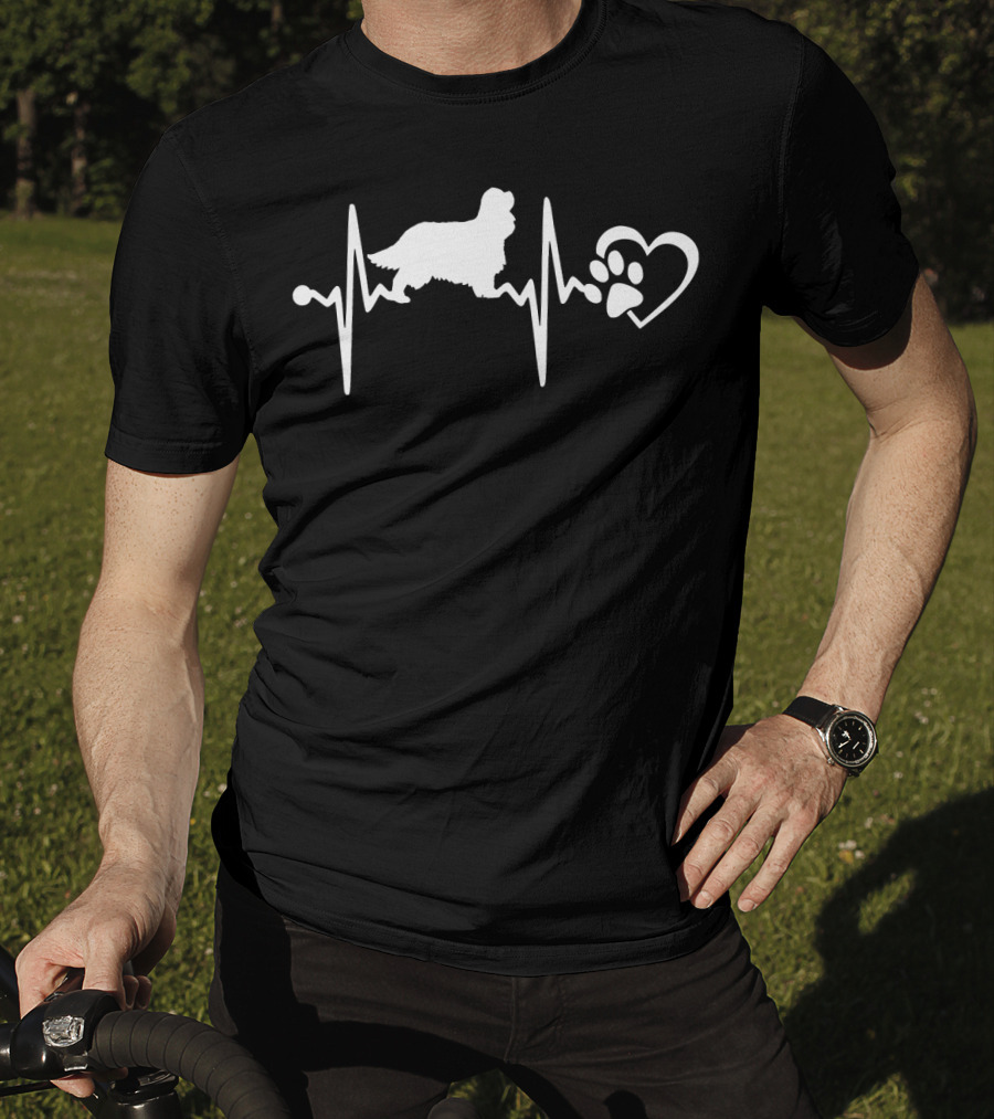 Cavalier King Charles Spaniel Heartbeat Paw Love T-Shirt