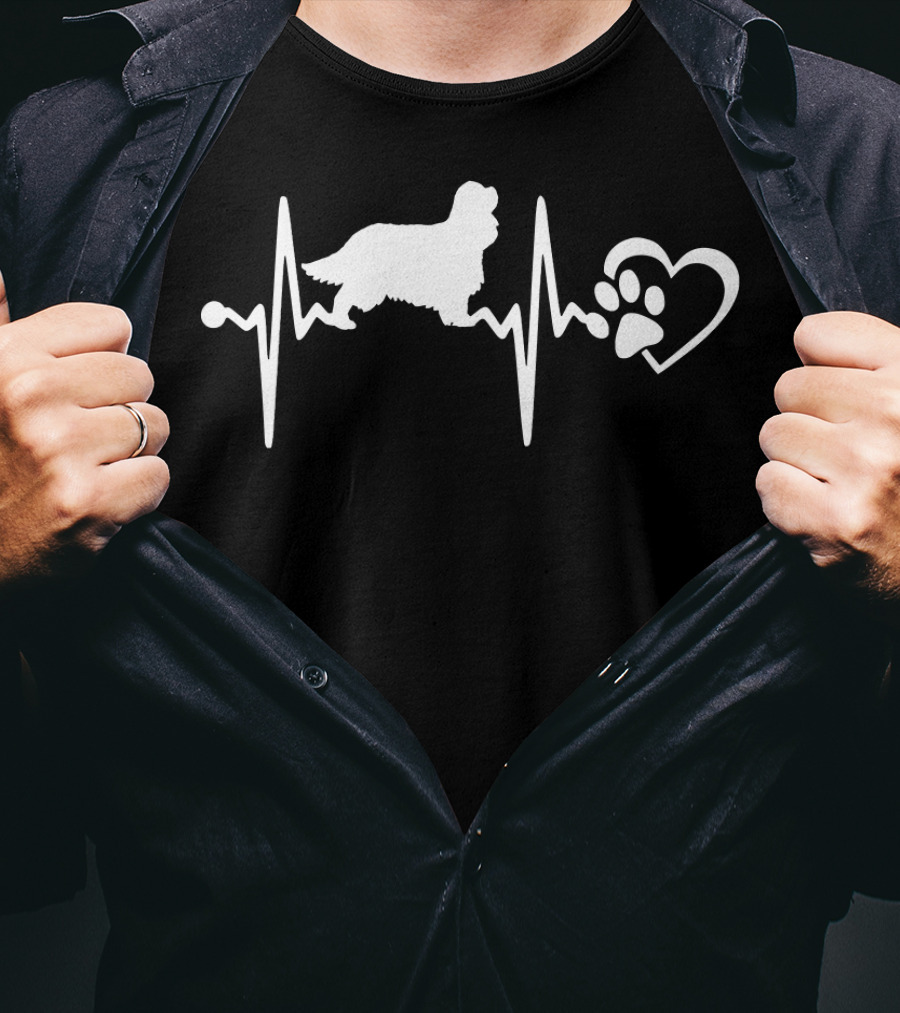 Cavalier King Charles Spaniel Heartbeat Paw Love T-Shirt