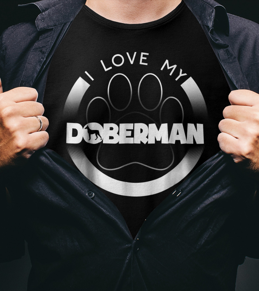 I Love My Doberman Paw Circle T-Shirt