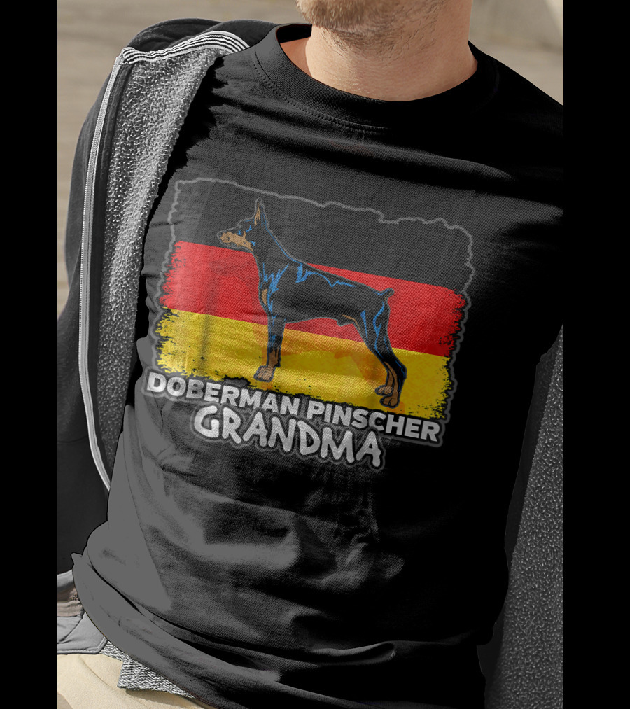Doberman Pinscher Grandma With German Flag Background T-Shirt