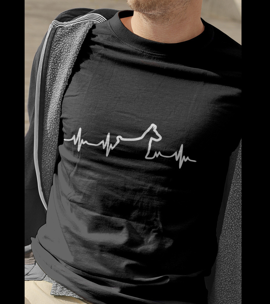 Doberman Pinscher Heartbeat Line Outline T-Shirt