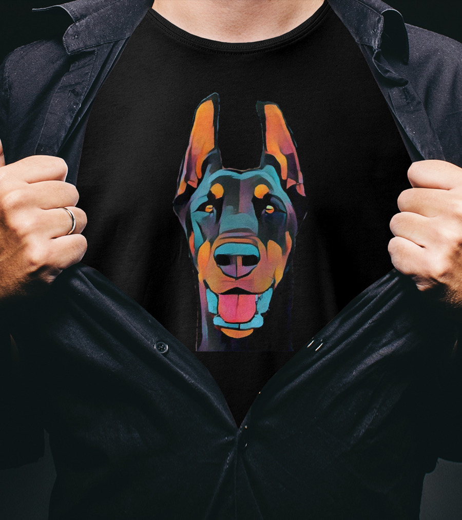 Doberman Pinscher Vibrant Comic Style Dobie T-Shirt
