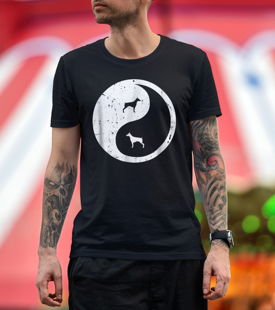Doberman Pinscher Yin Yang Symbol with Doberman T-Shirt