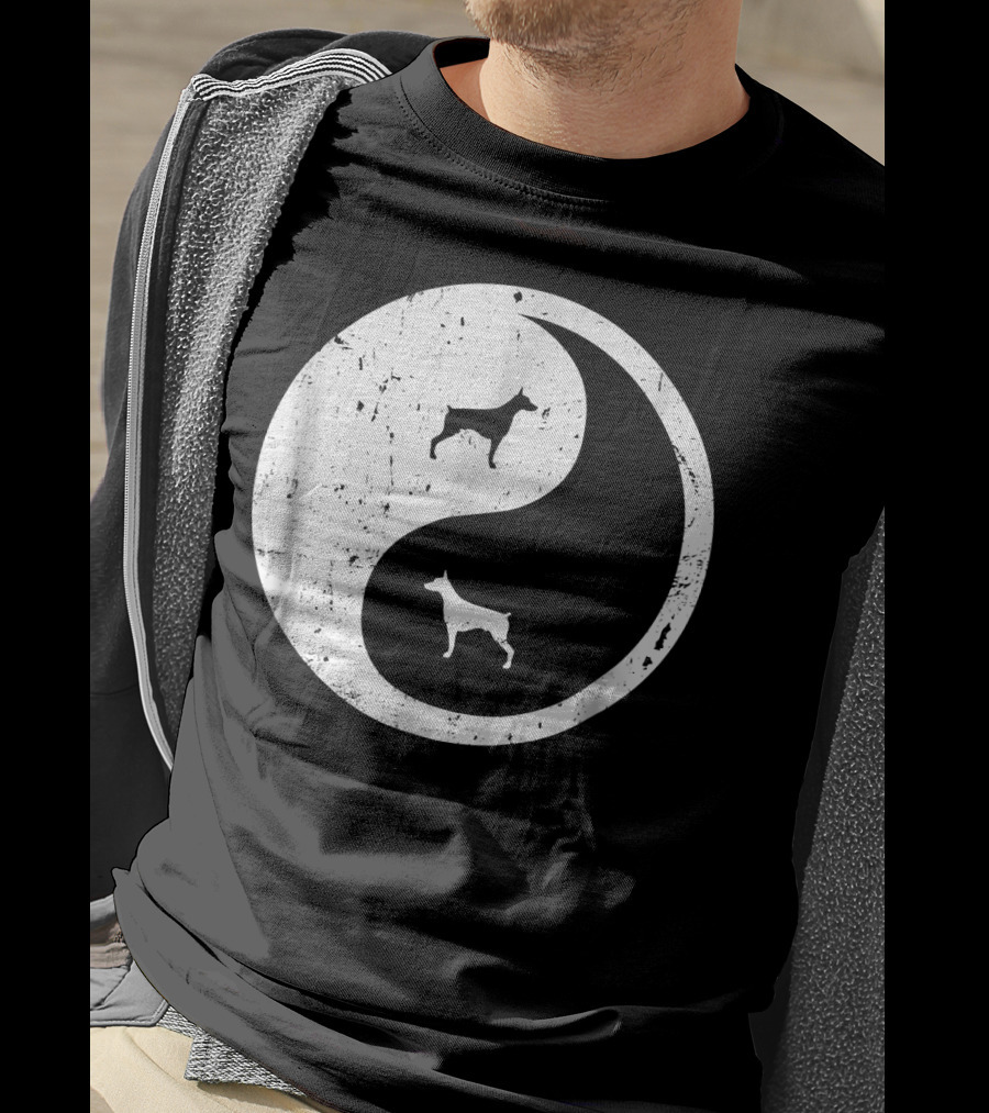 Doberman Pinscher Yin Yang Symbol With Doberman T-Shirt