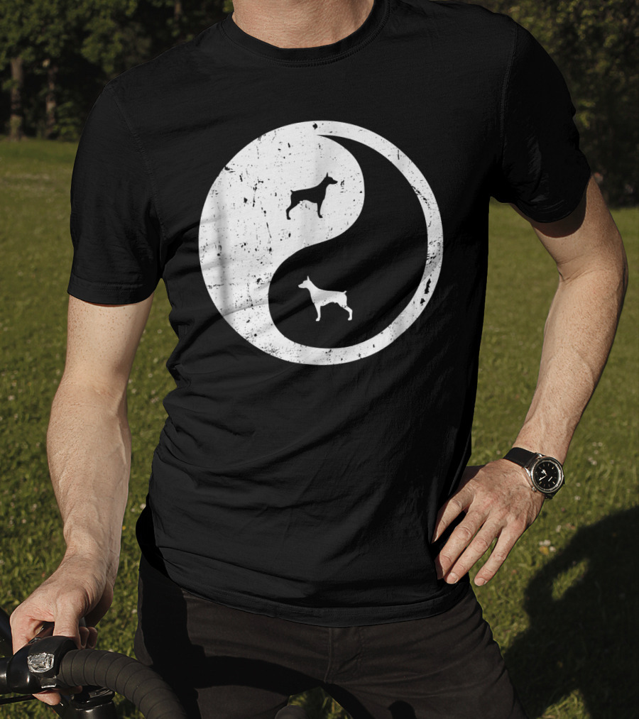 Doberman Pinscher Yin Yang Symbol With Doberman T-Shirt