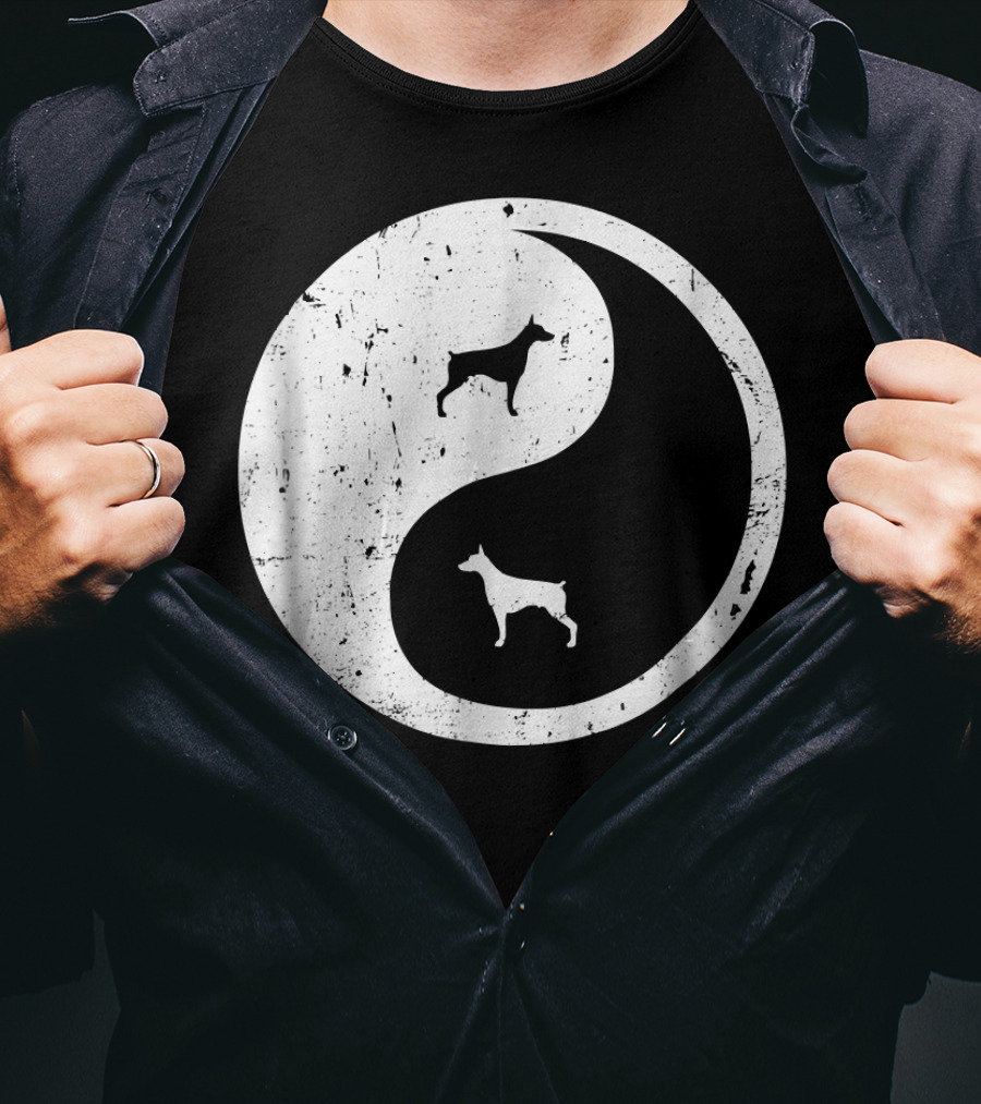 Doberman Pinscher Yin Yang Symbol With Doberman T-Shirt