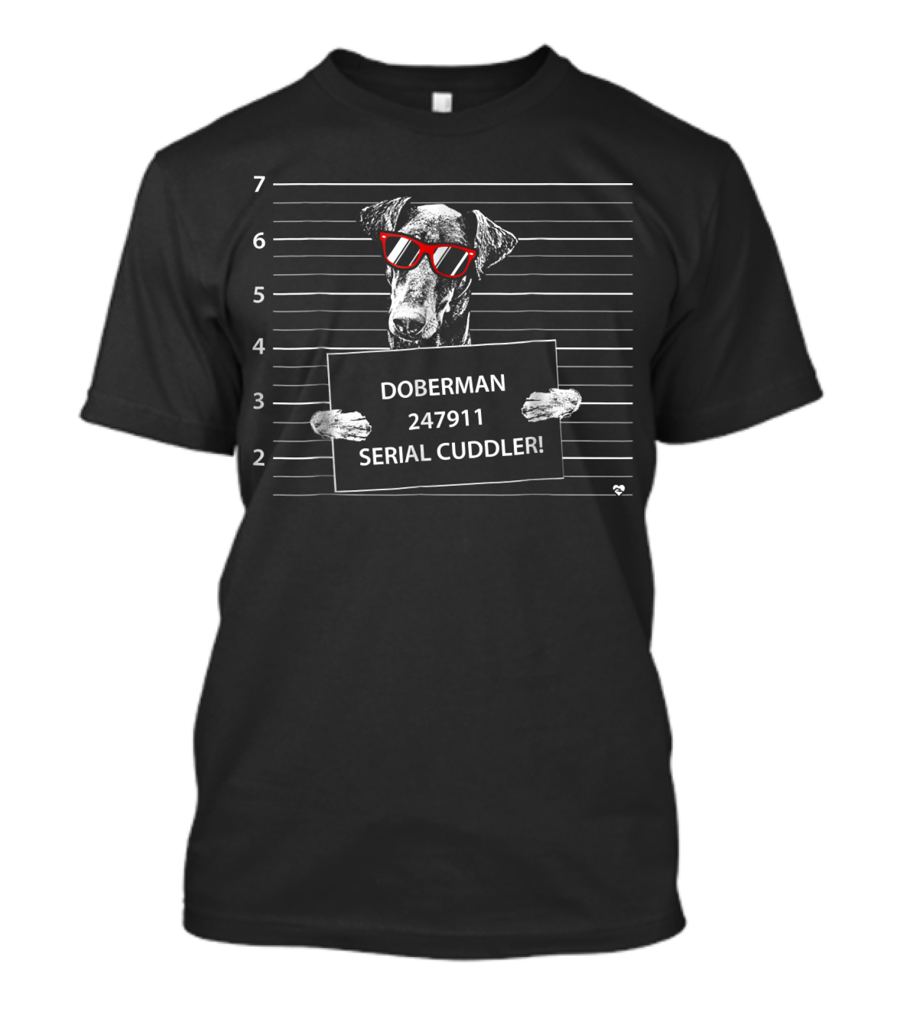 Doberman 247911 Serial Cuddler Red Sunglasses Lineup T-Shirt