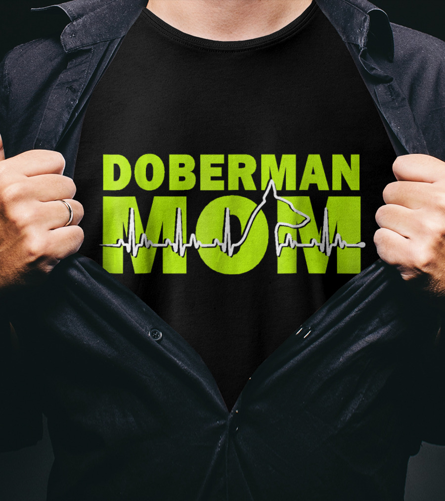 DOBERMAN MOM Heartbeat Dog T-Shirt