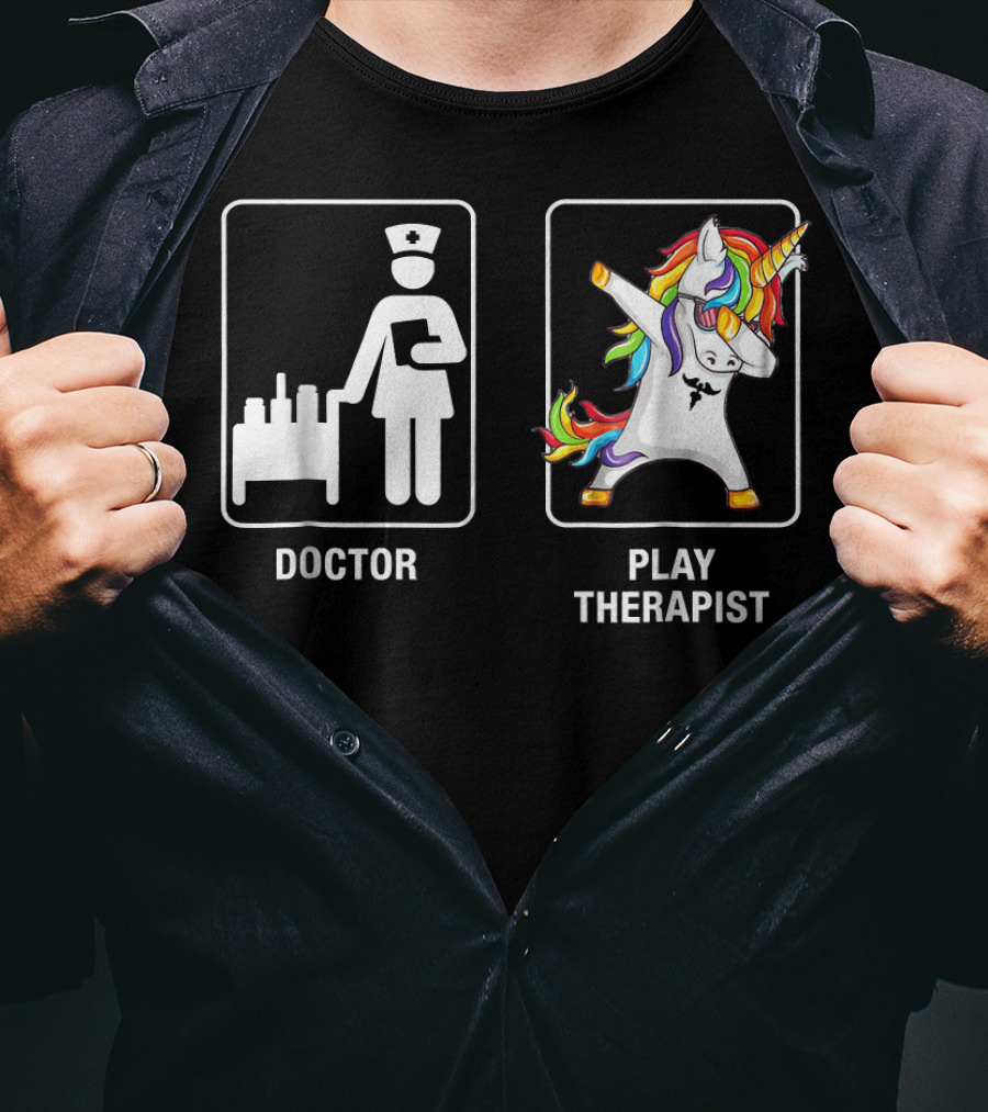 Doctor Play Therapist Unicorn Dabbing T-Shirt