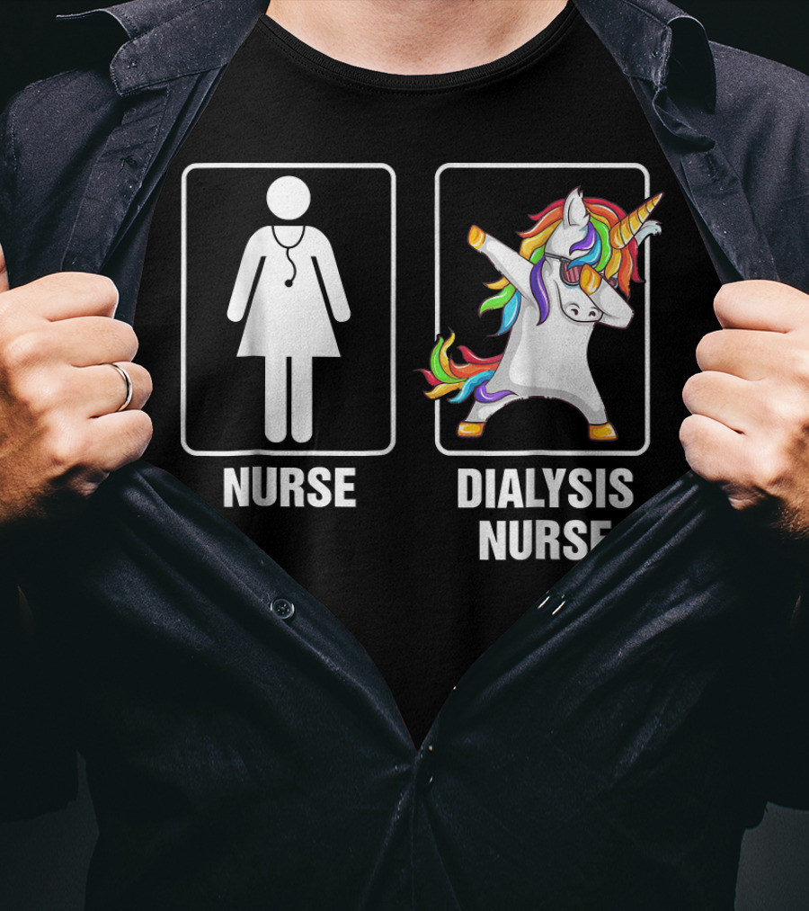Nurse Dialysis Nurse Dabbing Unicorn T-Shirt