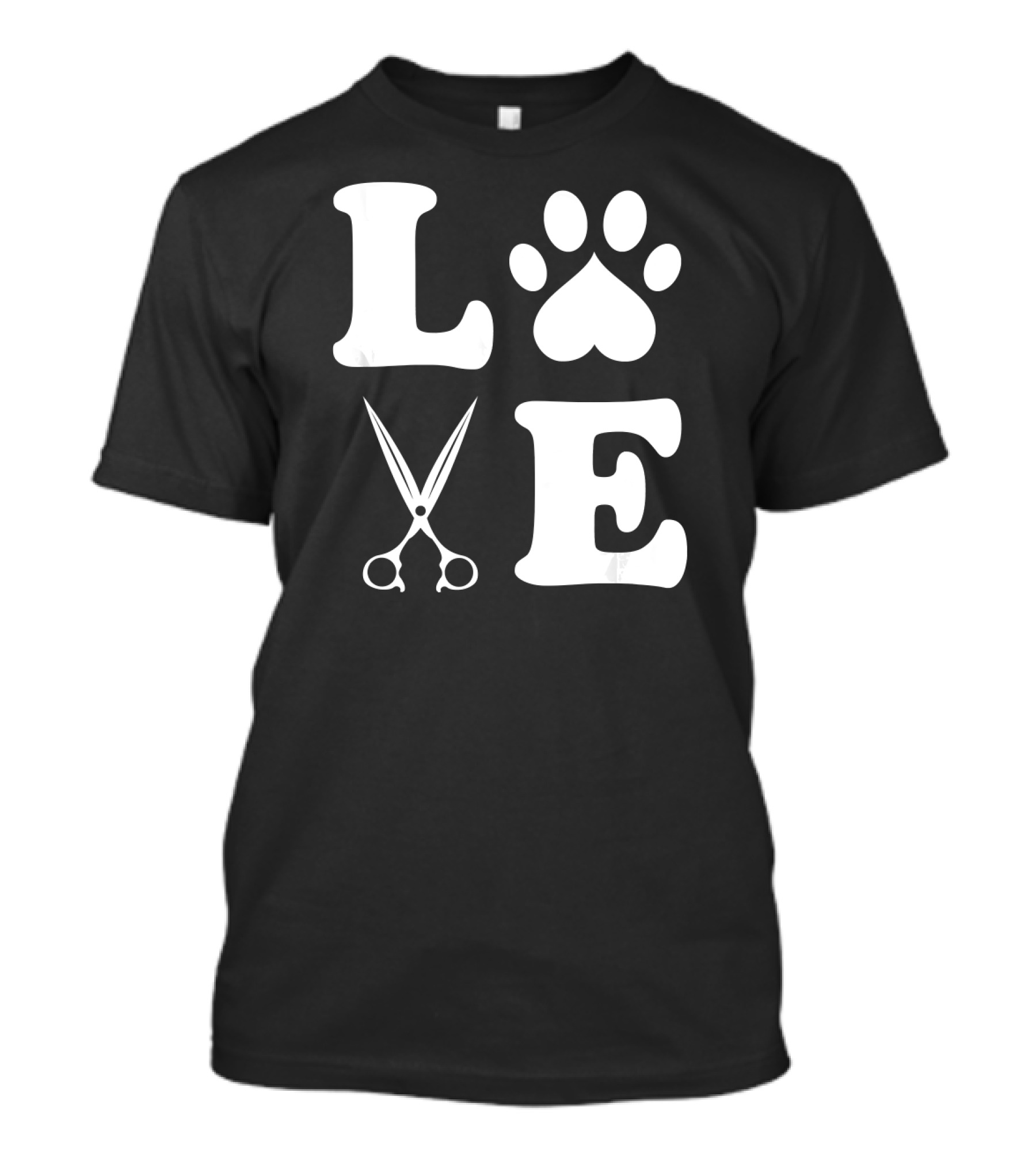 LOVE Dog Grooming With Scissors And Paw Prints T-Shirt