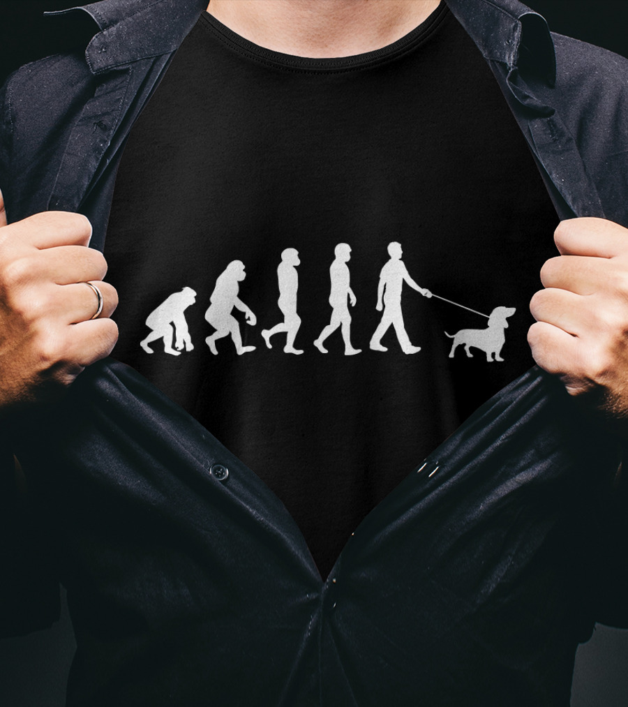 Dog Owner Idea Dog Breed Evolution Dachshund Walking Progression T-Shirt