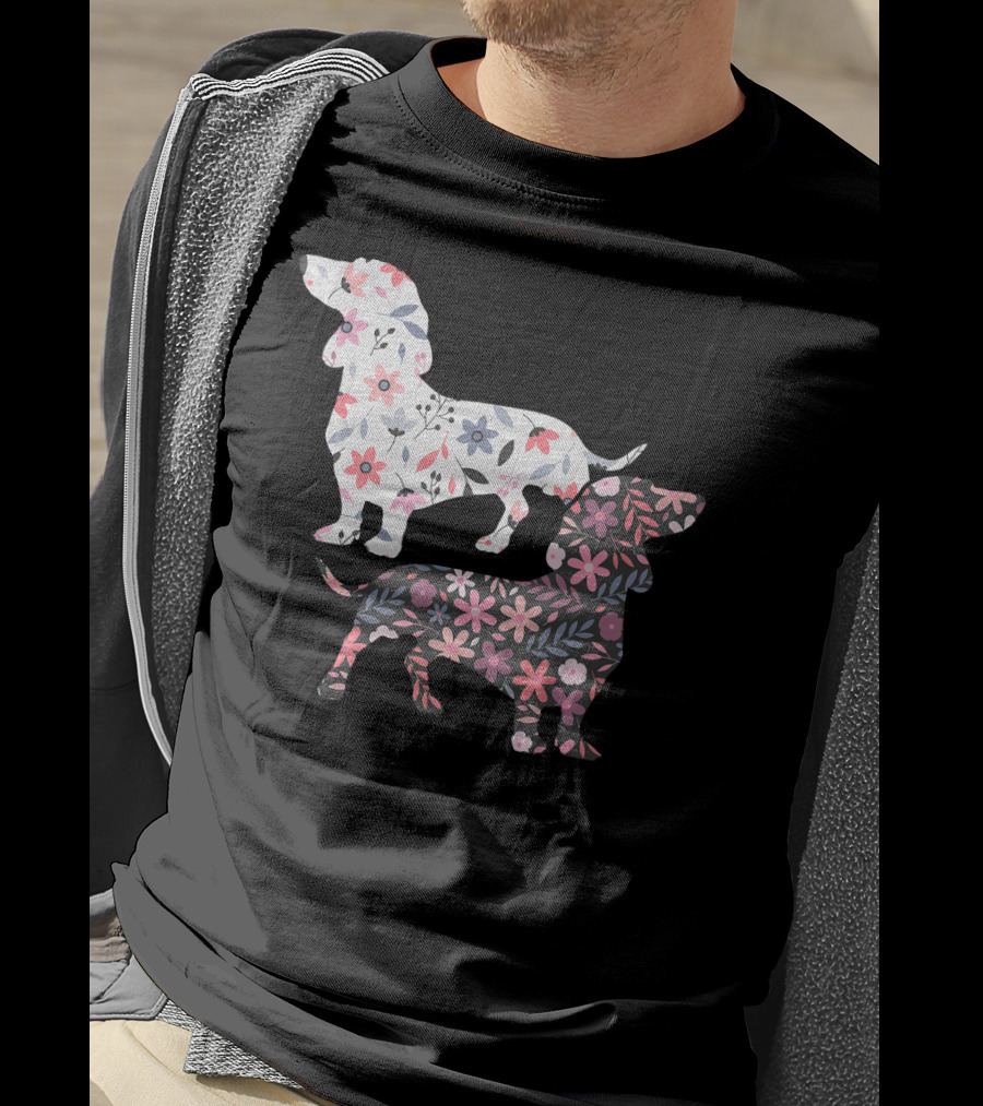 Dog Owner Idea Dogs Pet Animals Dachshund Floral T-Shirt