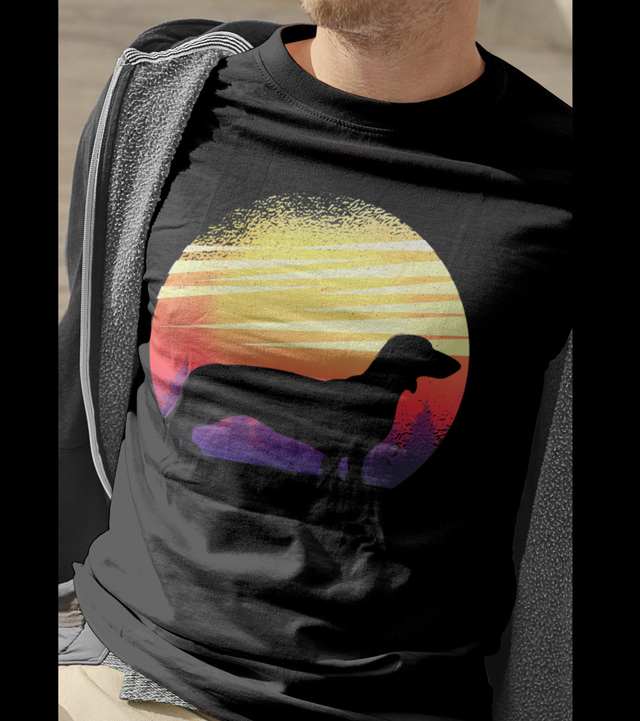 Dog Sunset Dachshund Silhouette Pet Animal T-Shirt