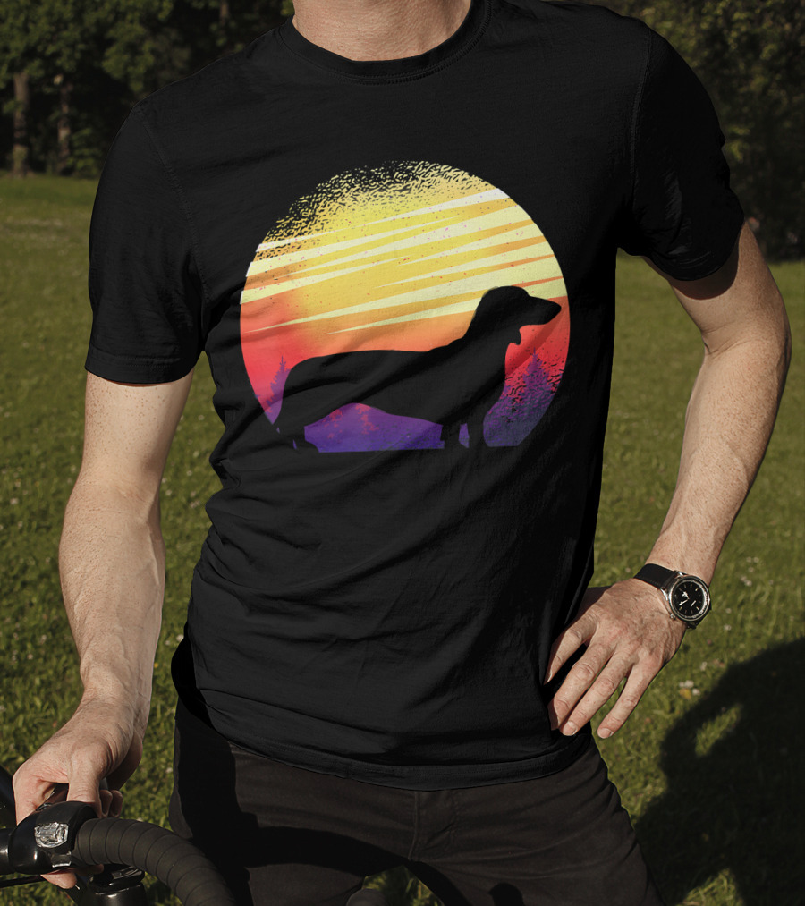 Dog Sunset Dachshund Silhouette Pet Animal T-Shirt