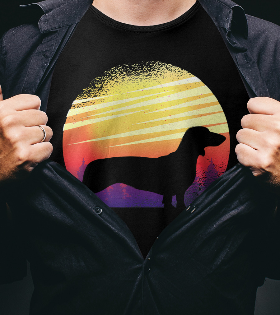 Dog Sunset Dachshund Silhouette Pet Animal T-Shirt