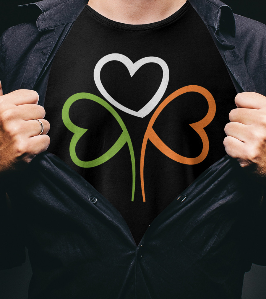 3 Hearts Shamrock Ireland Flag T-Shirt