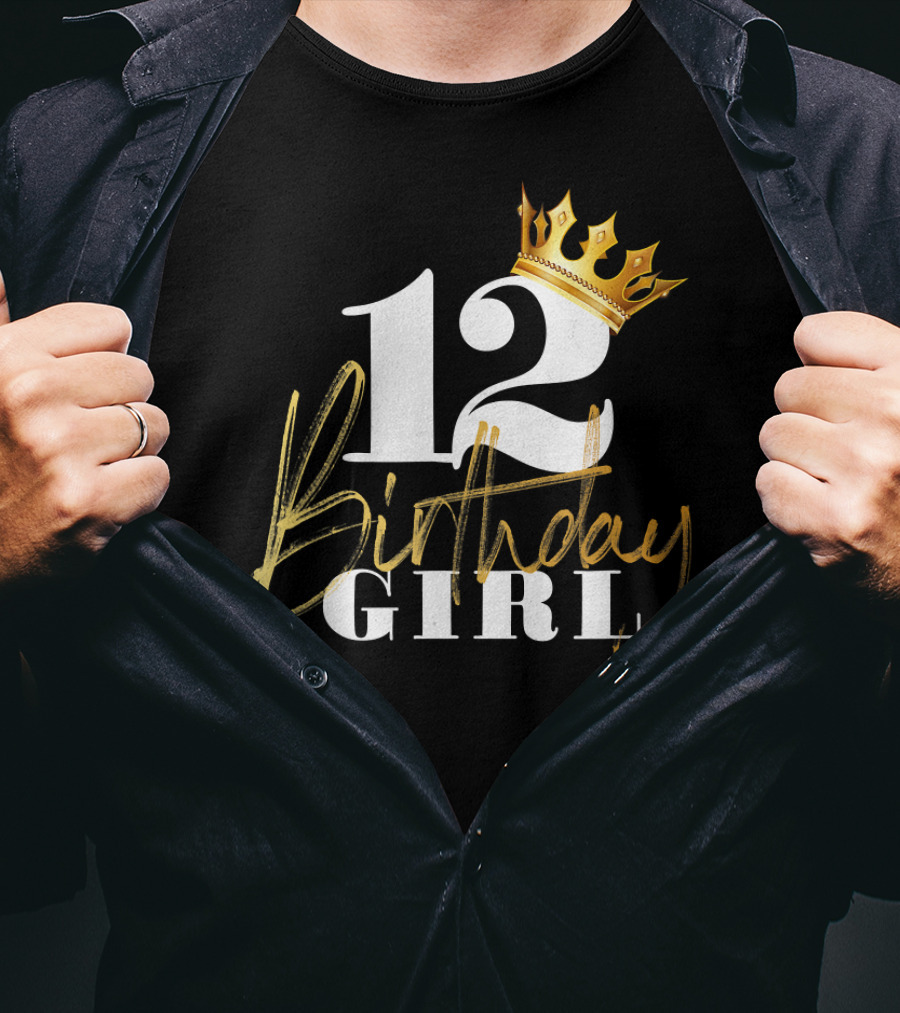 12 Birthday Girl Princess Crown 12 Year T-Shirt