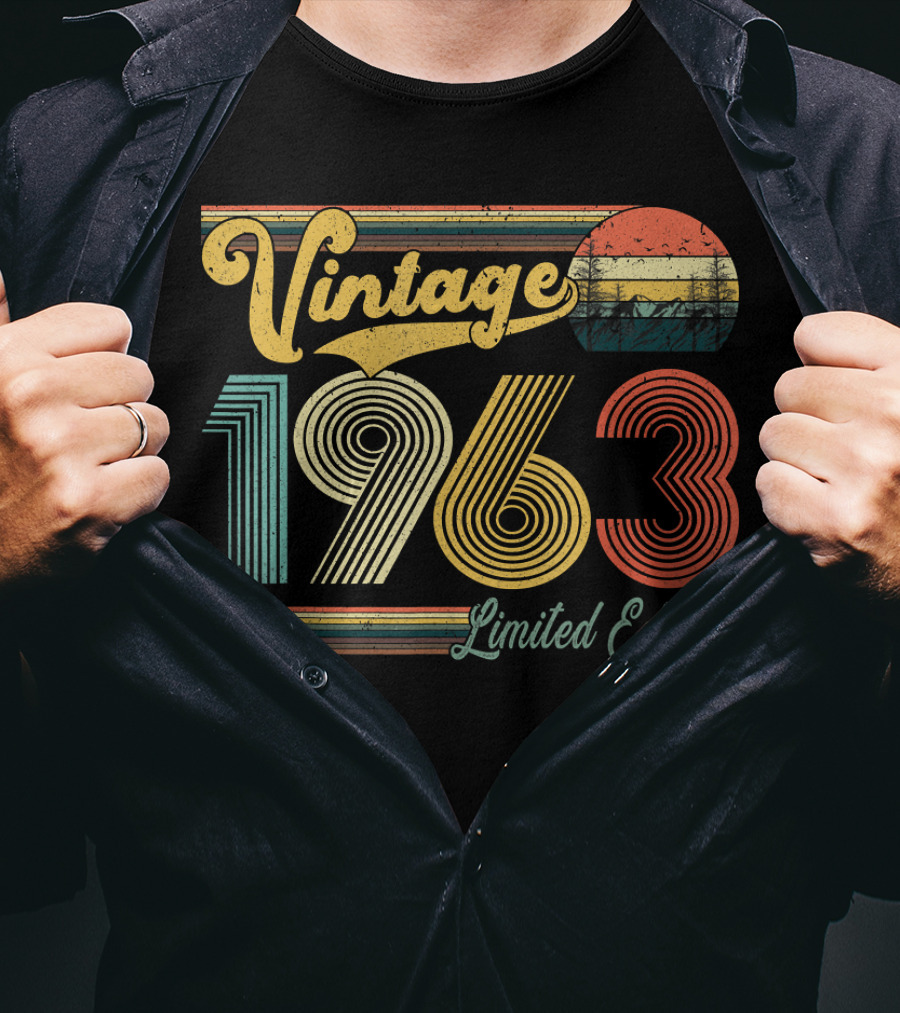 Vintage 1963 Retro Sunset Stripe T-Shirt