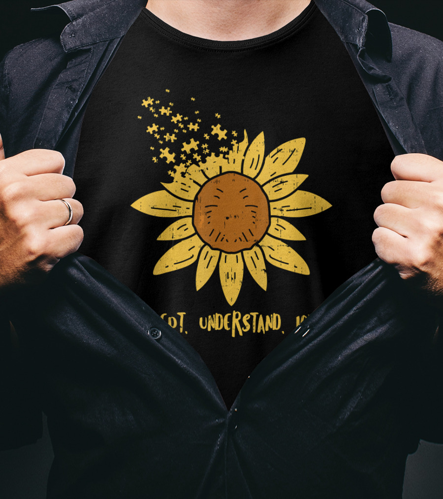 Accept Understand Love Sunflower With Blooming Petals And Falling Seeds T-Shirt