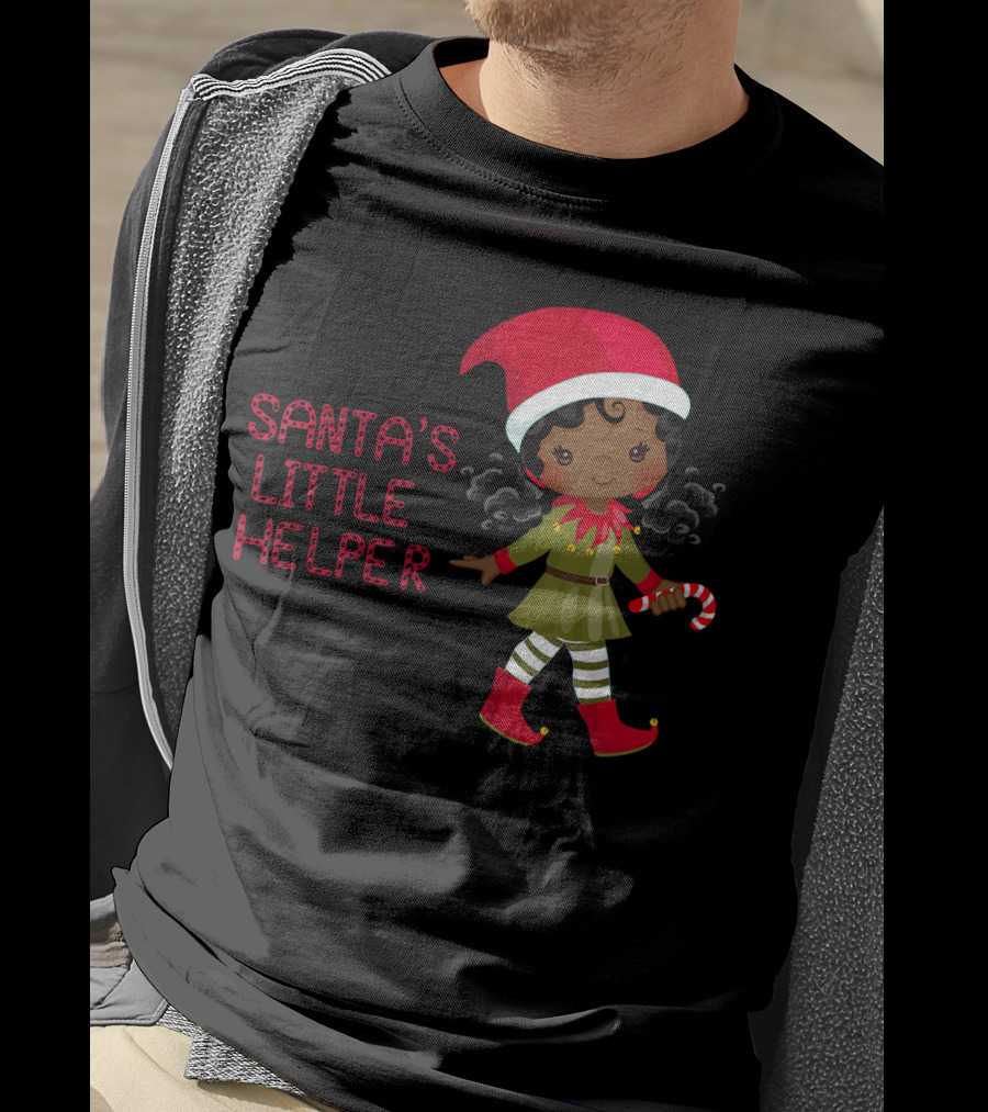 African American Girl Santa's Little Helper T-Shirt