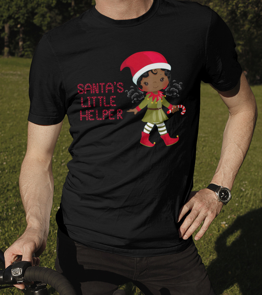 African American Girl Santa's Little Helper T-Shirt