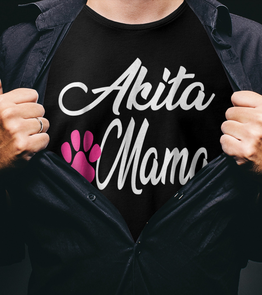 Akita Mama Paw Print Love T-Shirt