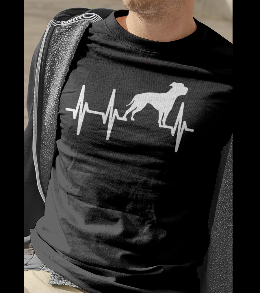 American Bulldog Heartbeat Line Dog T-Shirt